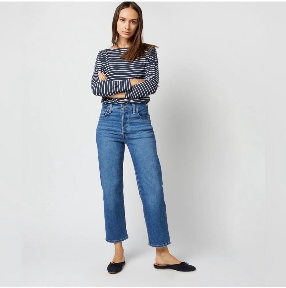 Levi's Jeans Womens 29 Blue Ribcage Straight Ankle Button Fly Summer Slide Denim